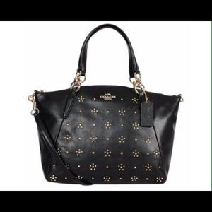 Coach Small Studded Kelsey Black Leather