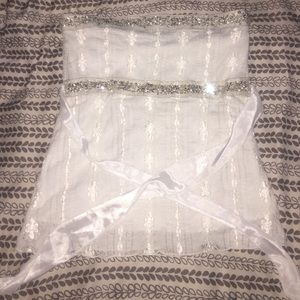 White sequin strapless top