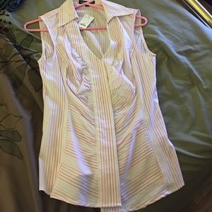 Sleeveless Express pink strip button down blouse