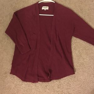 Dark Red 3/4 Sleeve Cardigan