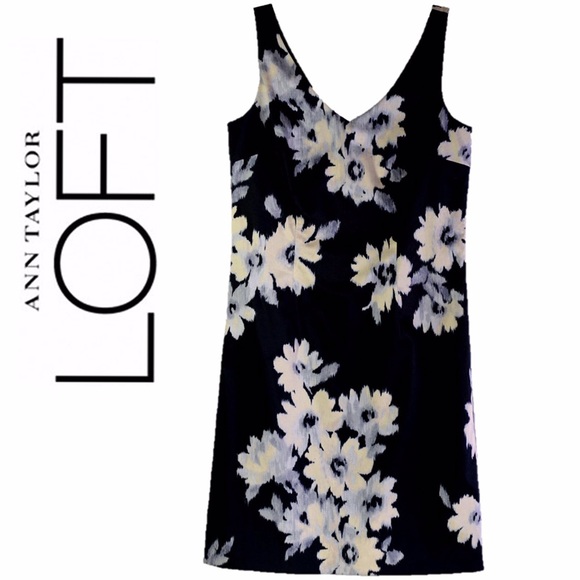 Ann Taylor Loft tank black dress, pale yellow gray