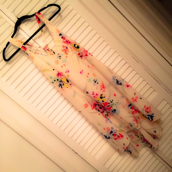 H&M Ivory and floral bias cut sun dress