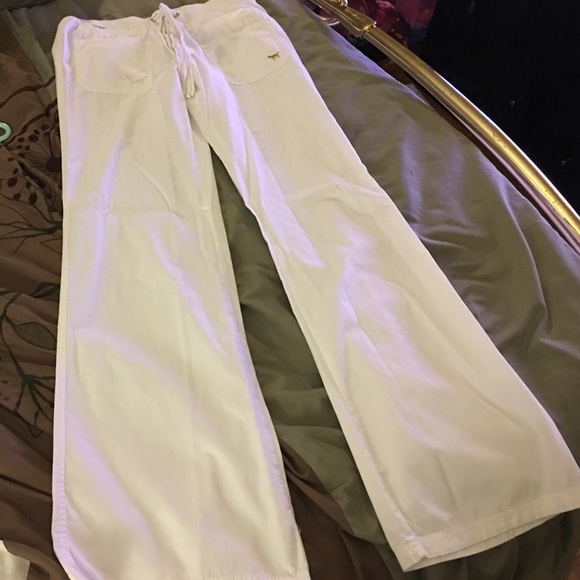 PINK White flare drawstring pants