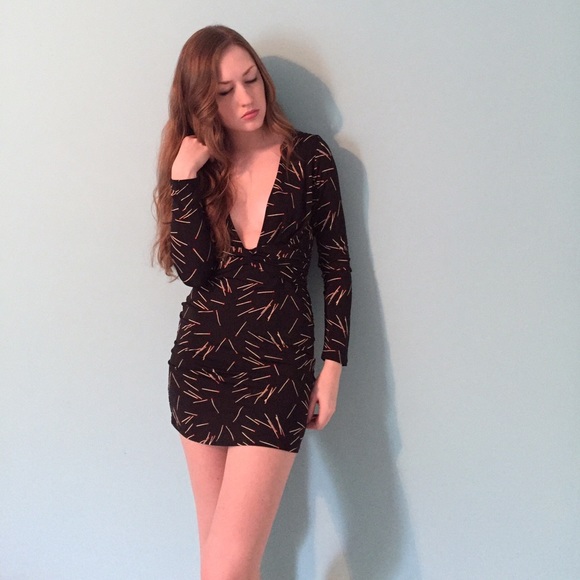 NWT Nasty Gal Perfect Match Plunging Bodycon Dress