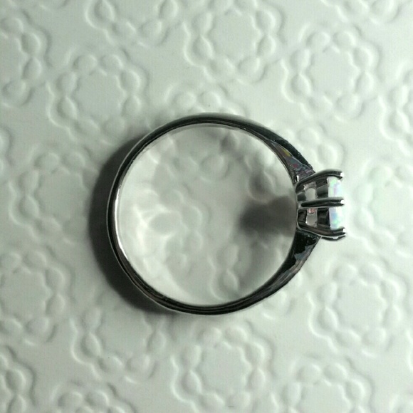 SOLD 18K White Gold Filled White Opal Ring - Picture 3 of 4