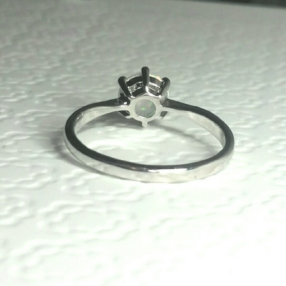 SOLD 18K White Gold Filled White Opal Ring - Picture 4 of 4