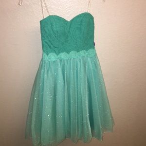 Strapless Aqua Dress