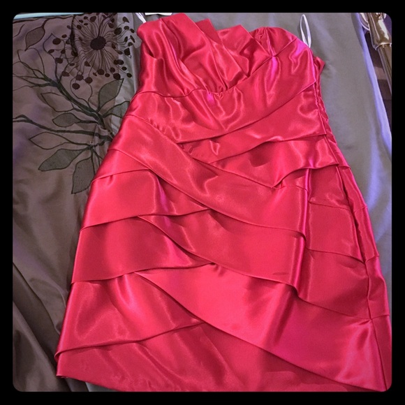 Strapless red dress