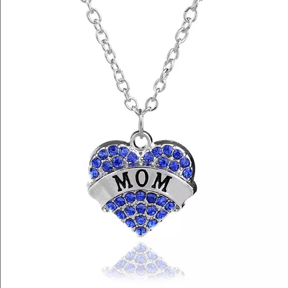Mom Rhinestone Heart Necklace