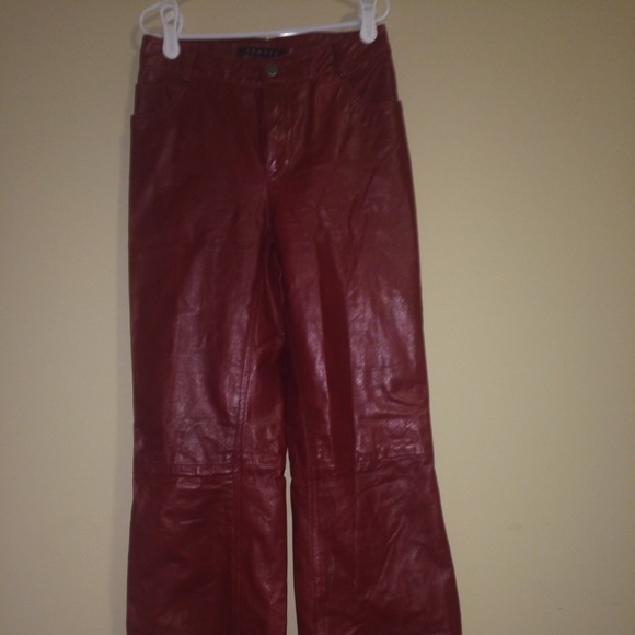 Theory genuine red leather wide leg pants - Picture 1 of 3