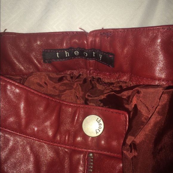 Theory genuine red leather wide leg pants - Picture 2 of 3