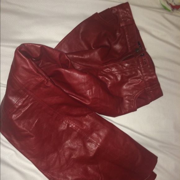 Theory genuine red leather wide leg pants - Picture 3 of 3