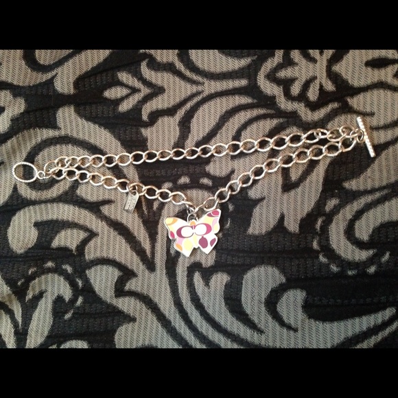 Coach silver butterfly charm bracelet