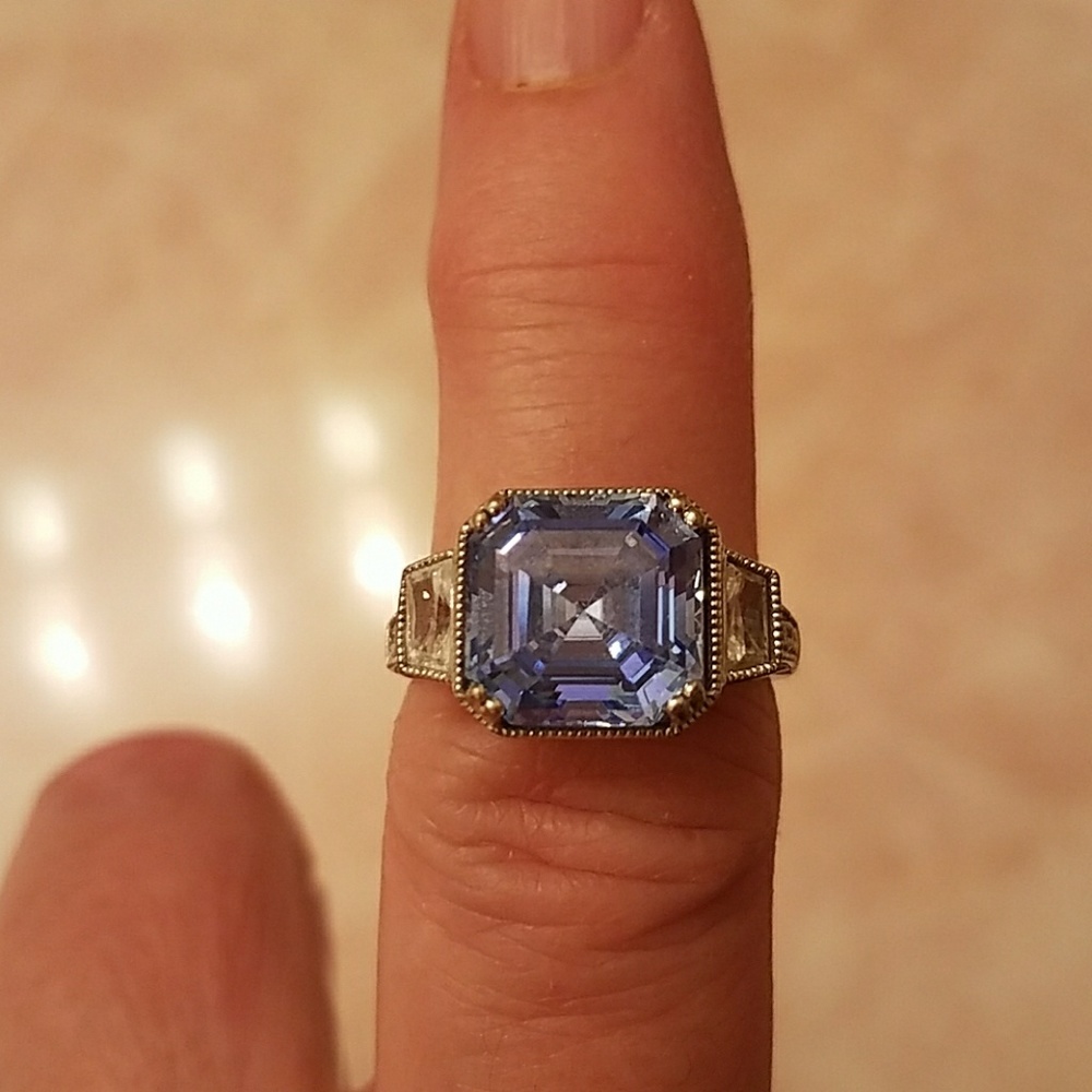 .925 Sterling Silver crystal ring