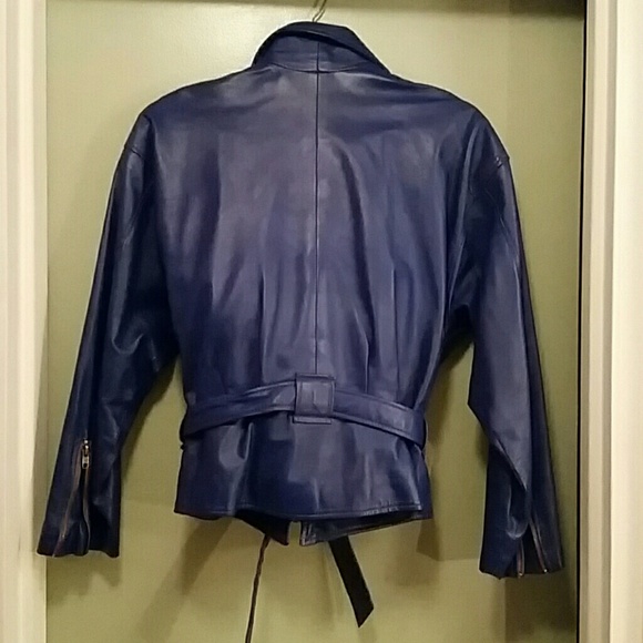 Blue leather Jacket - Picture 2 of 3