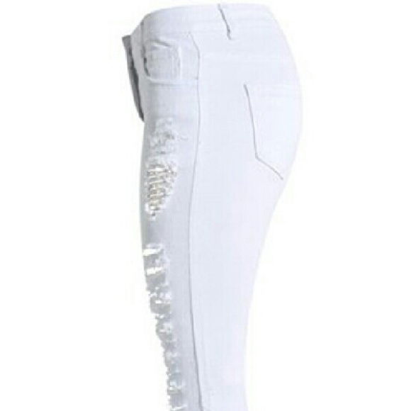 LastM*White High Waist Shredded Ripped Skinny Jean - Picture 4 of 4