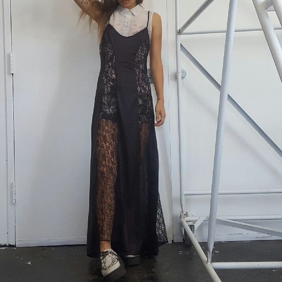 vintage black maxi slip