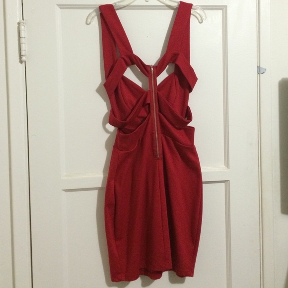 Red Mini Cut Out Dress - Picture 3 of 4
