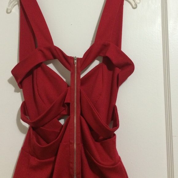 Red Mini Cut Out Dress - Picture 4 of 4