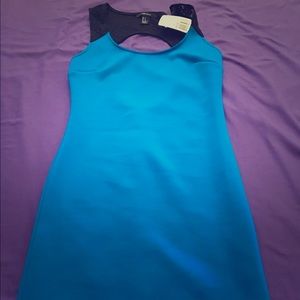 Blue dress with black lace details on back