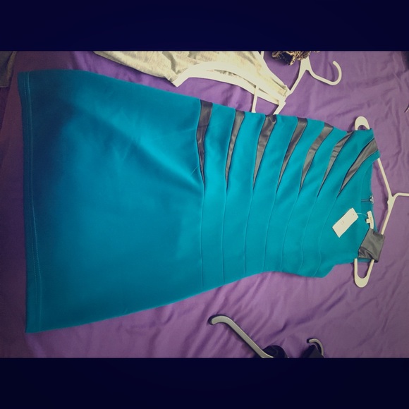 Blue with black detail dress