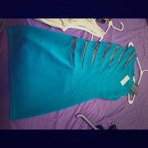 Blue with black detail dress