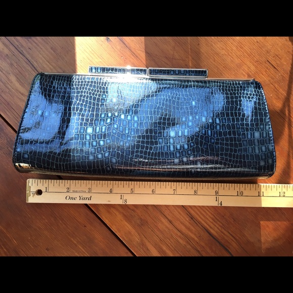 Banana Republic metallic navy clutch