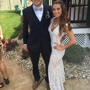 White lace prom dress