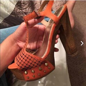Bakers Burnt Orange open toe heel