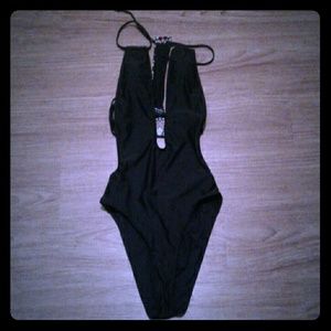 Black monokini with tribal detail