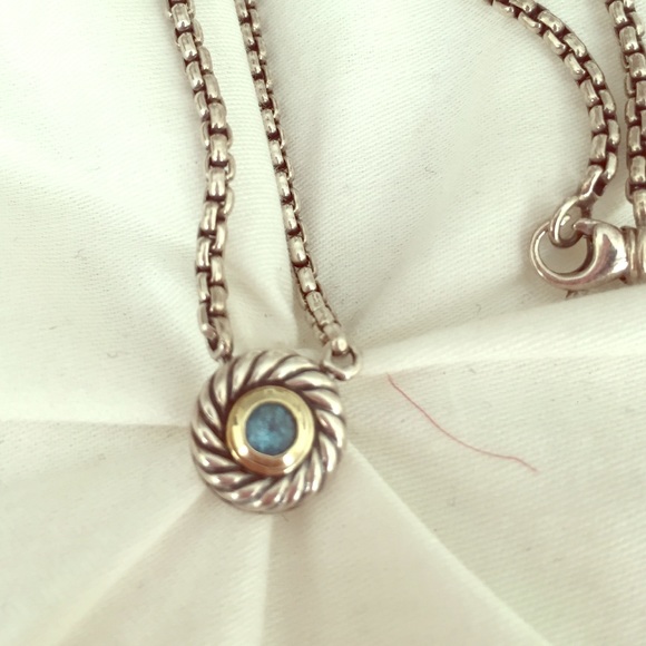 David Yurman Silver/Gold Aquamarine Pendant