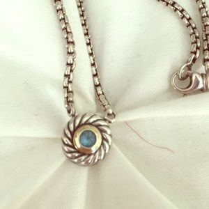 David Yurman Silver/Gold Aquamarine Pendant