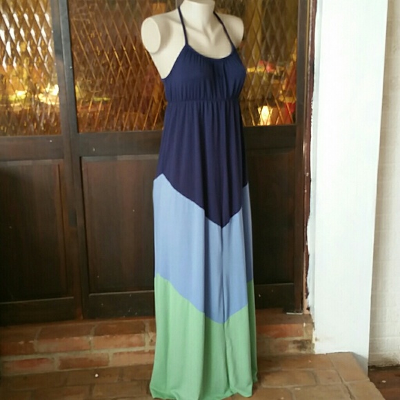 Mossimo Supply Co. Dresses & Skirts - MOSSIMO Navy Wide Chevron Razerback Maxi M EUC