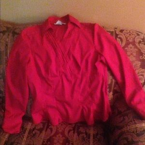 Fred David Christmas red long sleeved blouse.