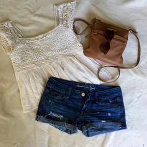 Distressed AE Denim Shorts