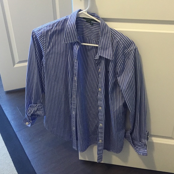 Blue and white striped button up - Picture 1 of 3
