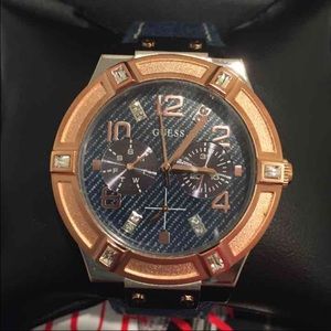 Guess denim and gold watch