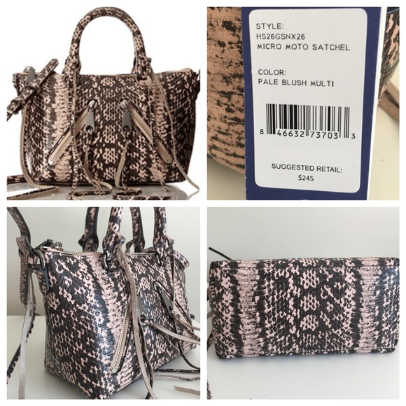 NWT Auth Rebecca Minkoff Micro Moto Blush Python - Picture 4 of 4