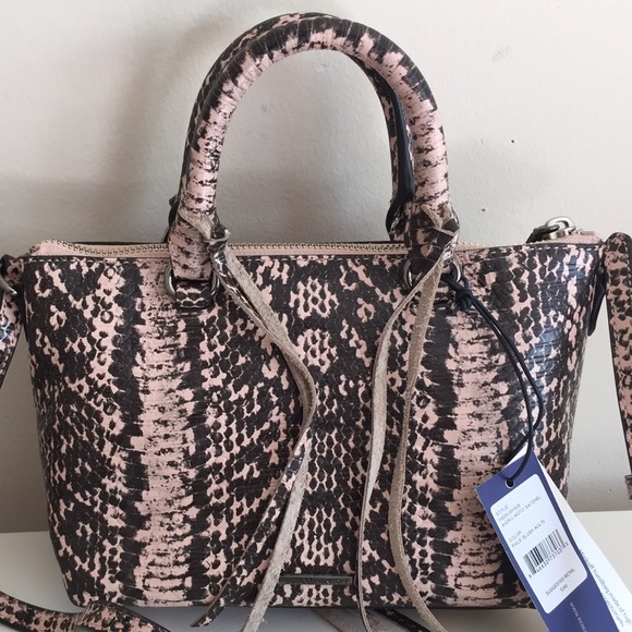 NWT Auth Rebecca Minkoff Micro Moto Blush Python - Picture 2 of 4