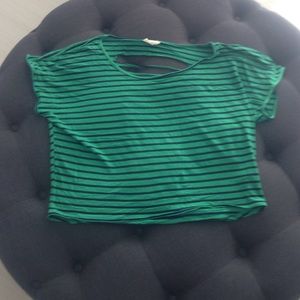 Women's top cut in the back