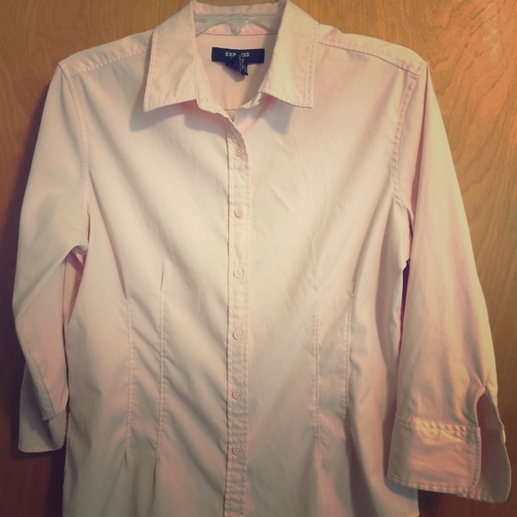 EXPRESS pink stretch button up top