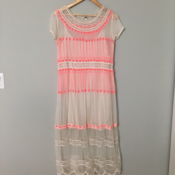 Free People Lace and Neon Dress