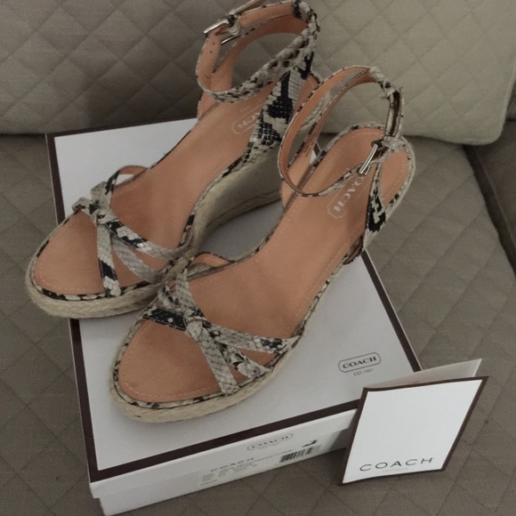 Coach "Helen" Printed Python Espadrilles Wedge - image 2