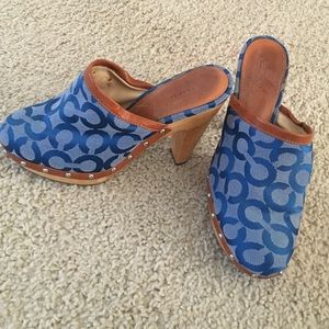 Coach high heel clogs EUC
