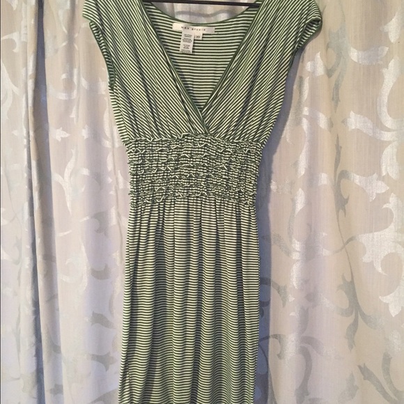 Flattering Green and White Dress