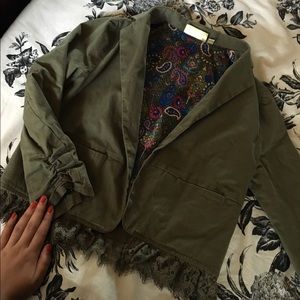 Princess Vera hunter green cropped blazer