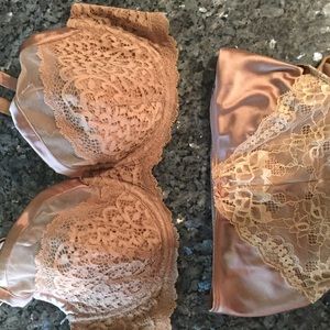 Romantic light brown see-thru lacy bra & panty