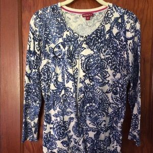 Merona Blue Floral Cardigan