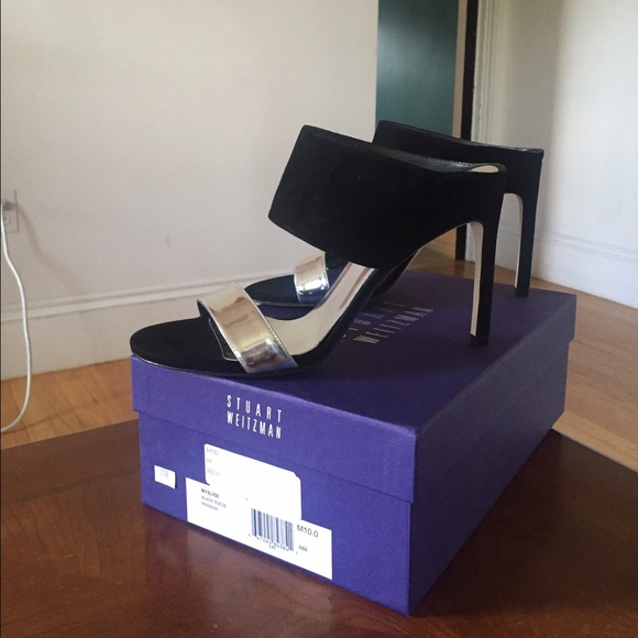 NIB STUART WEITZMAN Black/Silver Myslide sz 10 - Picture 3 of 4