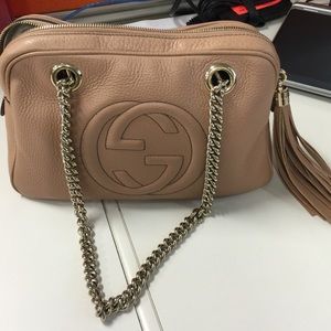 SOLD! Gucci soho leather chain beige bag (medium)